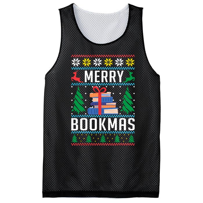 Merry Bookmas Christmas Holiday Book Lover Xmas Mesh Reversible Basketball Jersey Tank