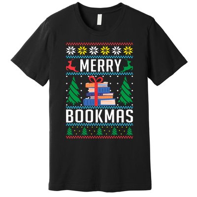 Merry Bookmas Christmas Holiday Book Lover Xmas Premium T-Shirt