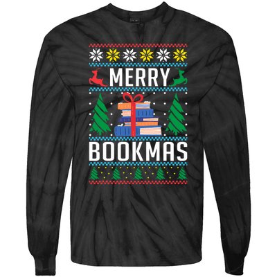 Merry Bookmas Christmas Holiday Book Lover Xmas Tie-Dye Long Sleeve Shirt