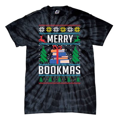 Merry Bookmas Christmas Holiday Book Lover Xmas Tie-Dye T-Shirt