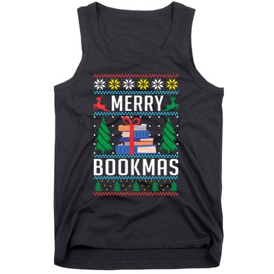 Merry Bookmas Christmas Holiday Book Lover Xmas Tank Top