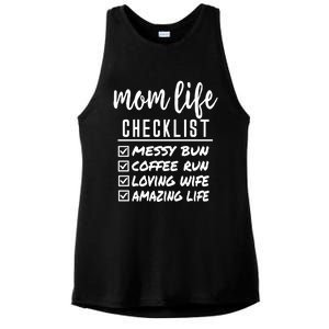 Messy Bun Coffee Run Loving Wife Amazing Life Checklist Gift Ladies PosiCharge Tri-Blend Wicking Tank