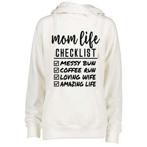 Messy Bun Coffee Run Loving Wife Amazing Life Checklist Gift Womens Funnel Neck Pullover Hood