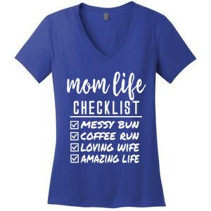 Messy Bun Coffee Run Loving Wife Amazing Life Checklist Gift Women's V-Neck T-Shirt