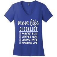 Messy Bun Coffee Run Loving Wife Amazing Life Checklist Gift Women's V-Neck T-Shirt