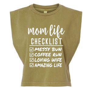 Messy Bun Coffee Run Loving Wife Amazing Life Checklist Gift Garment-Dyed Women's Muscle Tee