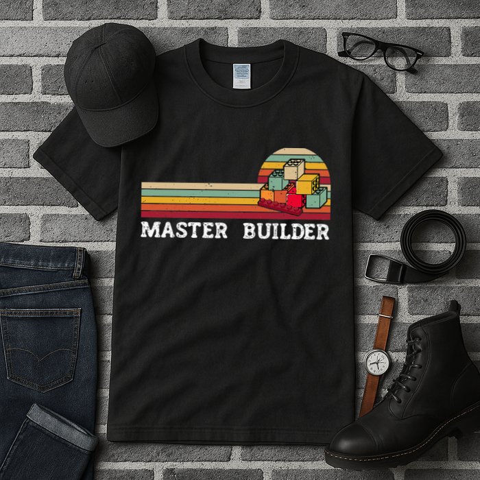 Master Builder Cool Builder Building Blocks Set Toys Tall T-Shirt