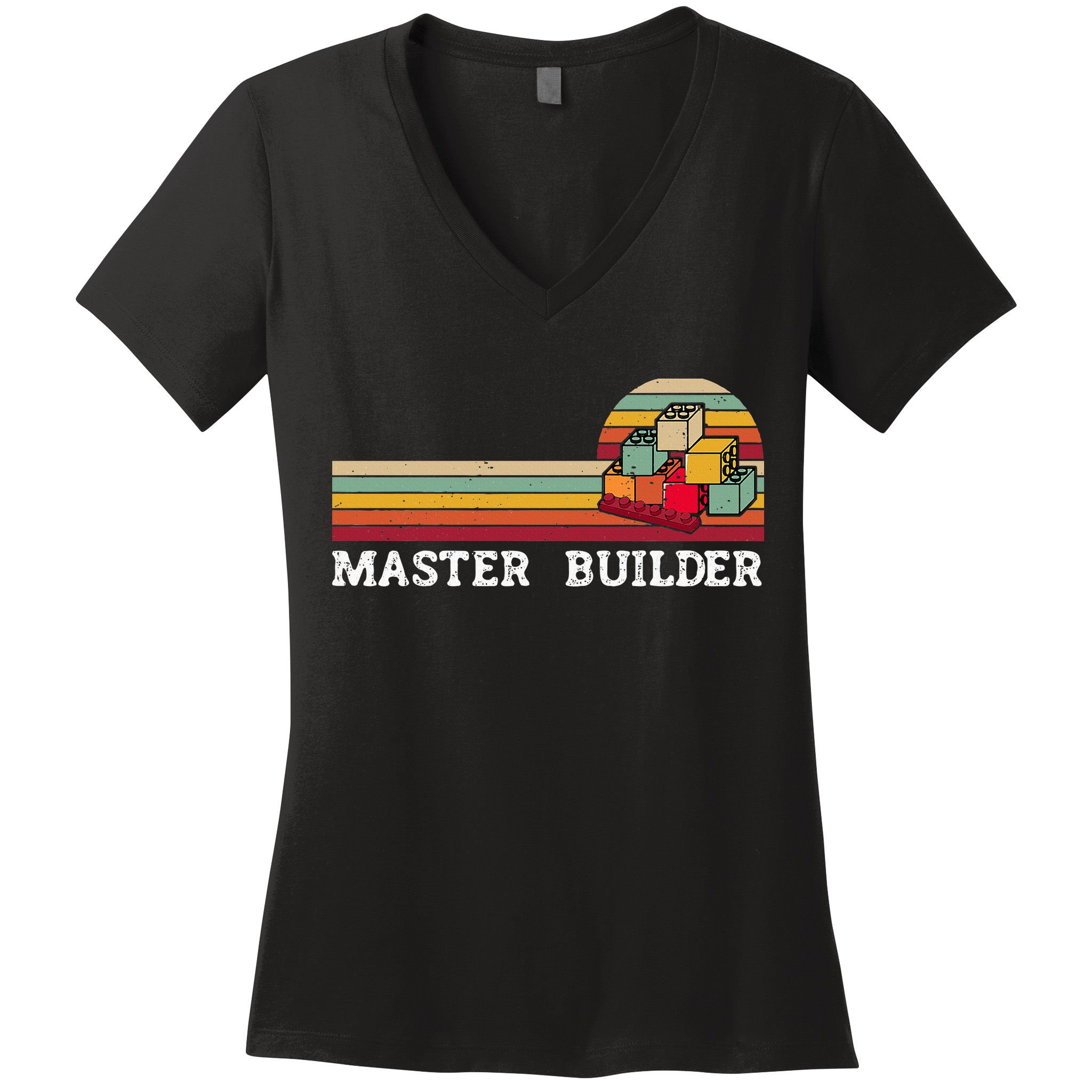 Master Builder Cool Builder Building Blocks Set Toys Women's V-Neck T-Shirt