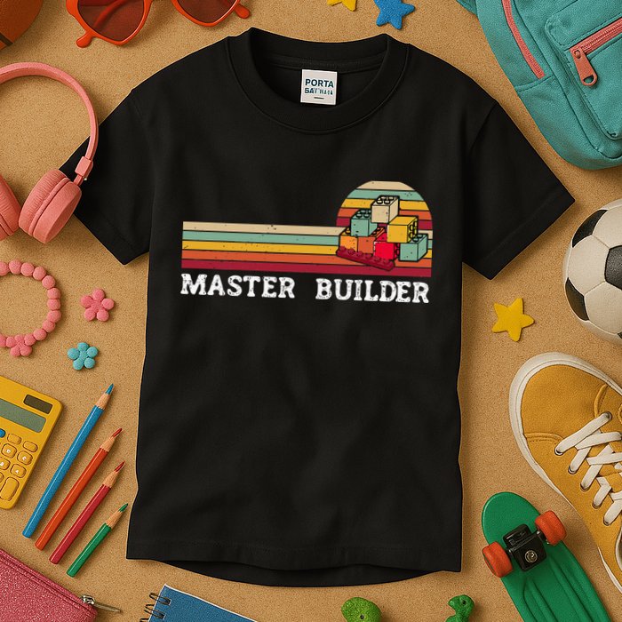 Master Builder Cool Builder Building Blocks Set Toys Kids T-Shirt