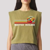 Master Builder Cool Builder Building Blocks Set Toys Garment-Dyed Women's Muscle Tee
