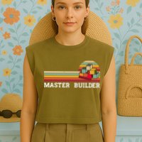 Master Builder Cool Builder Building Blocks Set Toys Garment-Dyed Women's Muscle Tee