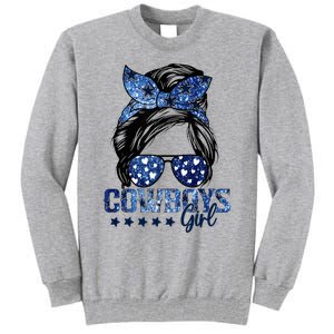 Messy Bun Cowboys Girl Sport Fan Tall Sweatshirt