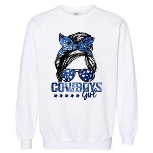 Messy Bun Cowboys Girl Sport Fan Garment-Dyed Sweatshirt