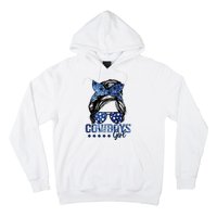 Messy Bun Cowboys Girl Sport Fan Hoodie