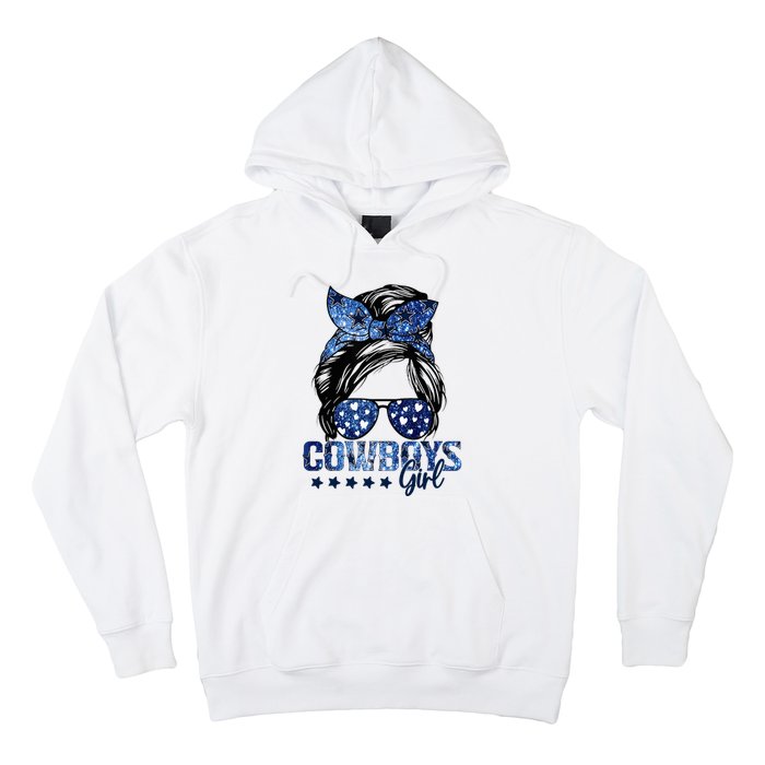 Messy Bun Cowboys Girl Sport Fan Hoodie