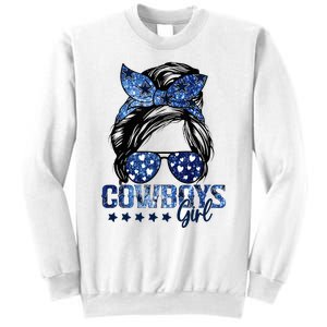 Messy Bun Cowboys Girl Sport Fan Sweatshirt