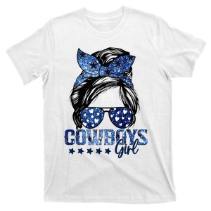 Messy Bun Cowboys Girl Sport Fan T-Shirt