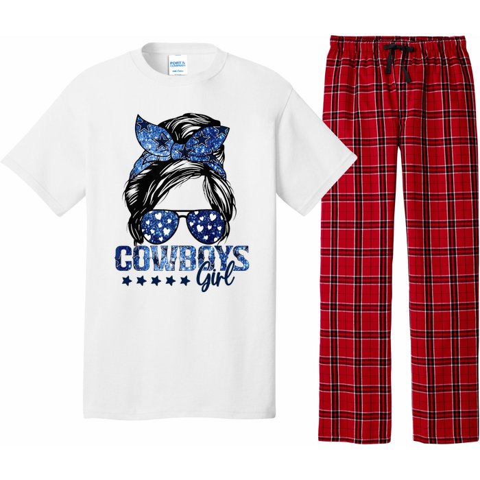 Messy Bun Cowboys Girl Sport Fan Pajama Set