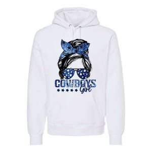 Messy Bun Cowboys Girl Sport Fan Premium Hoodie