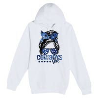 Messy Bun Cowboys Girl Sport Fan Premium Pullover Hoodie