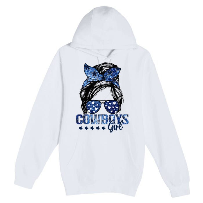 Messy Bun Cowboys Girl Sport Fan Premium Pullover Hoodie