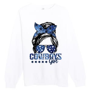 Messy Bun Cowboys Girl Sport Fan Premium Crewneck Sweatshirt