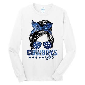 Messy Bun Cowboys Girl Sport Fan Tall Long Sleeve T-Shirt