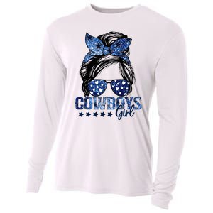 Messy Bun Cowboys Girl Sport Fan Cooling Performance Long Sleeve Crew