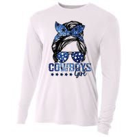 Messy Bun Cowboys Girl Sport Fan Cooling Performance Long Sleeve Crew