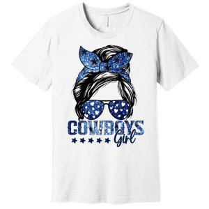 Messy Bun Cowboys Girl Sport Fan Premium T-Shirt