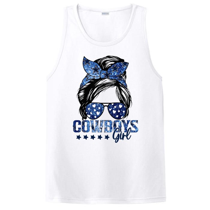 Messy Bun Cowboys Girl Sport Fan PosiCharge Competitor Tank