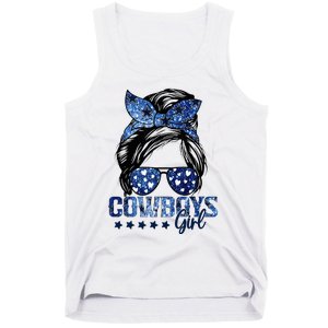 Messy Bun Cowboys Girl Sport Fan Tank Top