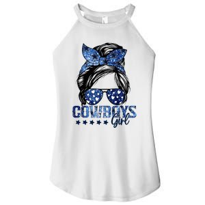 Messy Bun Cowboys Girl Sport Fan Women's Perfect Tri Rocker Tank