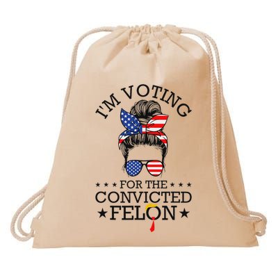 Messy Bun Convicted Felon Voting Humor Drawstring Bag