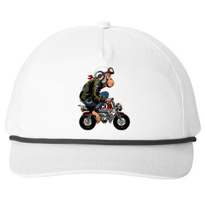 Monkey Bike Cartoon Snapback Five-Panel Rope Hat