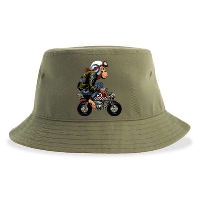 Monkey Bike Cartoon Sustainable Bucket Hat