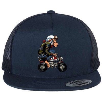 Monkey Bike Cartoon Flat Bill Trucker Hat