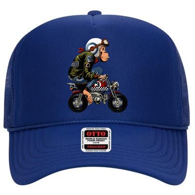 Monkey Bike Cartoon High Crown Mesh Back Trucker Hat