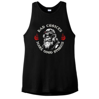 Monkey Bad Choices Make Good Stories Ladies PosiCharge Tri-Blend Wicking Tank