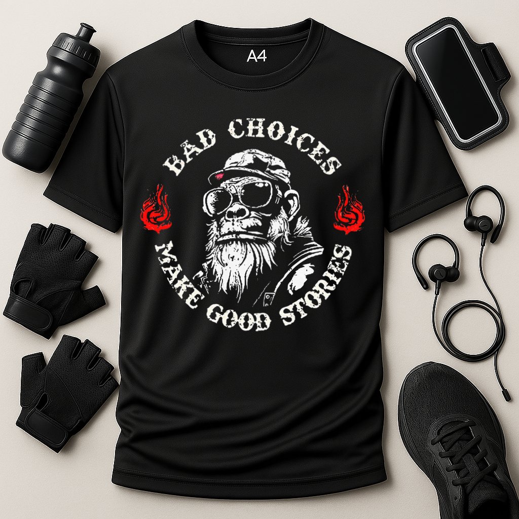 Monkey Bad Choices Make Good Stories Performance Shirt