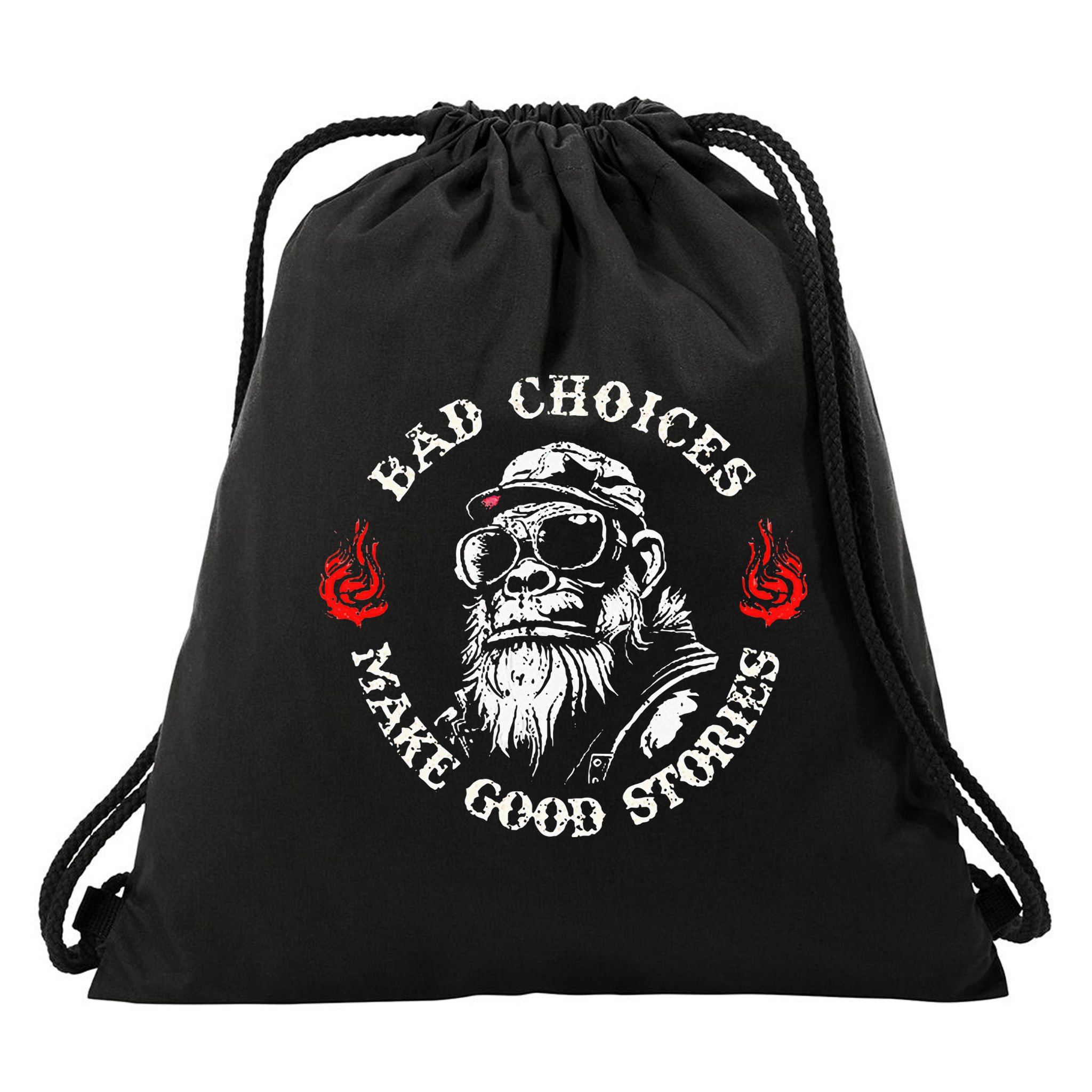 Monkey Bad Choices Make Good Stories Drawstring Bag