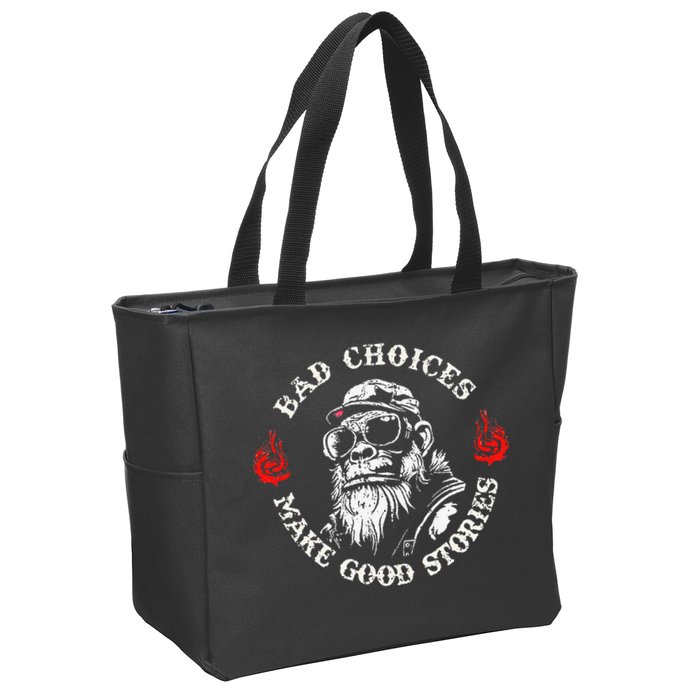 Monkey Bad Choices Make Good Stories Zip Tote Bag