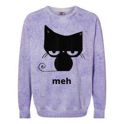 Meh Black Cat Funny Colorblast Crewneck Sweatshirt