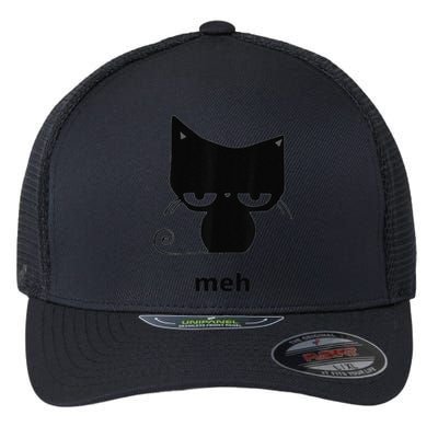 Meh Black Cat Funny Flexfit Unipanel Trucker Cap