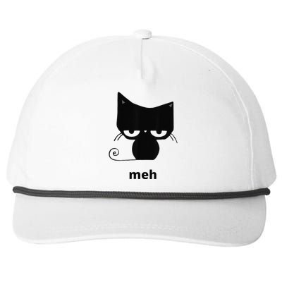 Meh Black Cat Funny Snapback Five-Panel Rope Hat