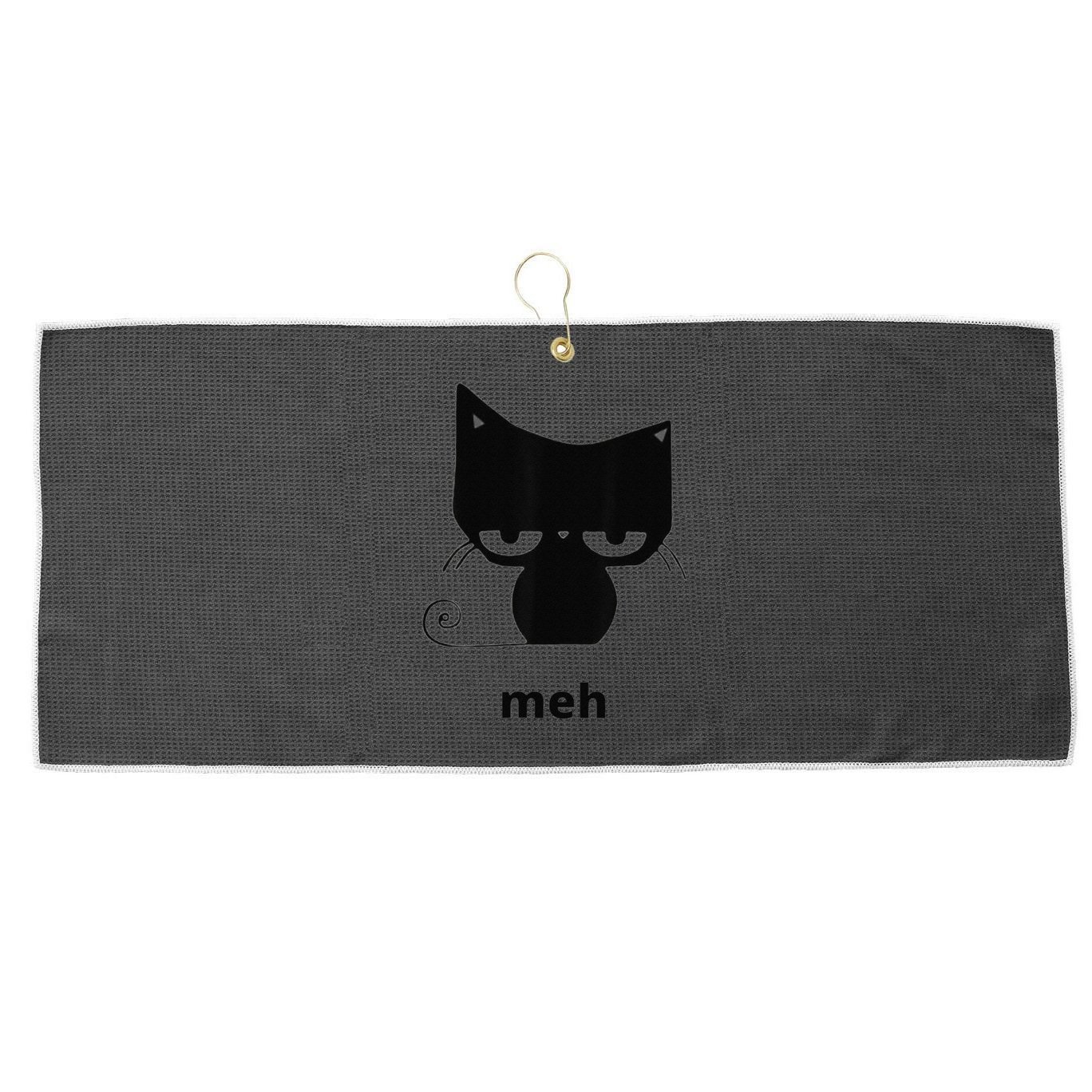 Meh Black Cat Funny Large Microfiber Waffle Golf Towel