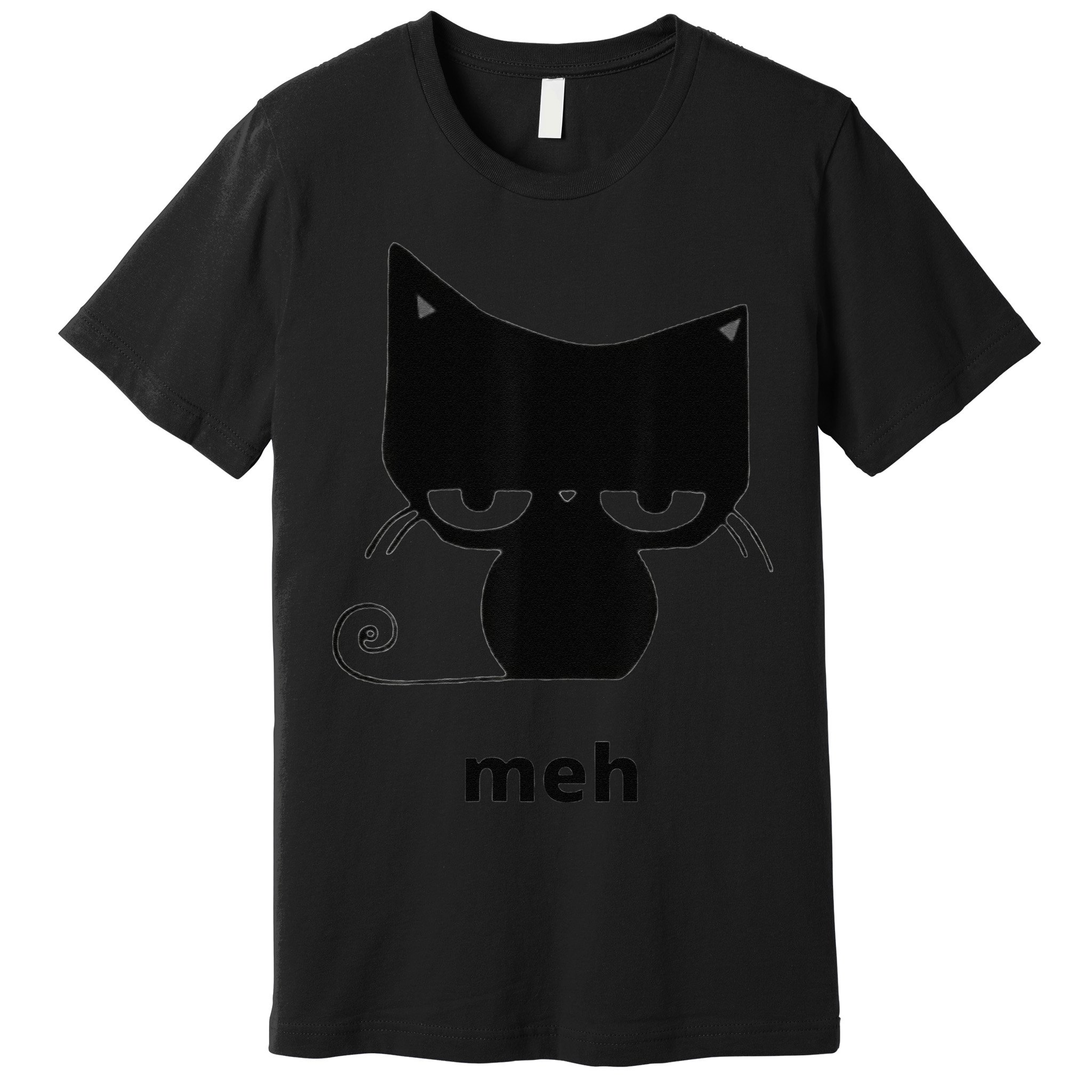 Meh Black Cat Funny Premium T-Shirt