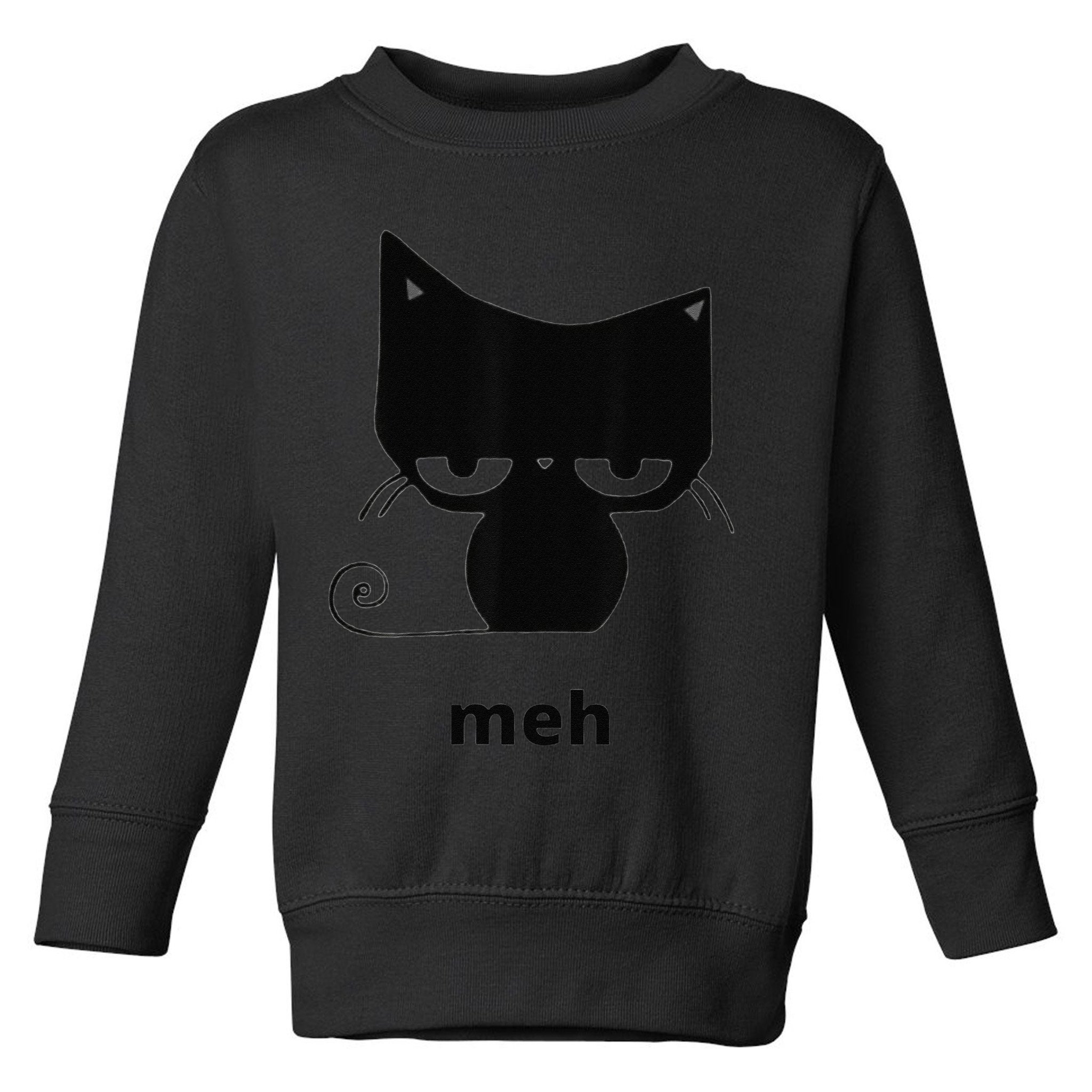 Meh Black Cat Funny Toddler Sweatshirt