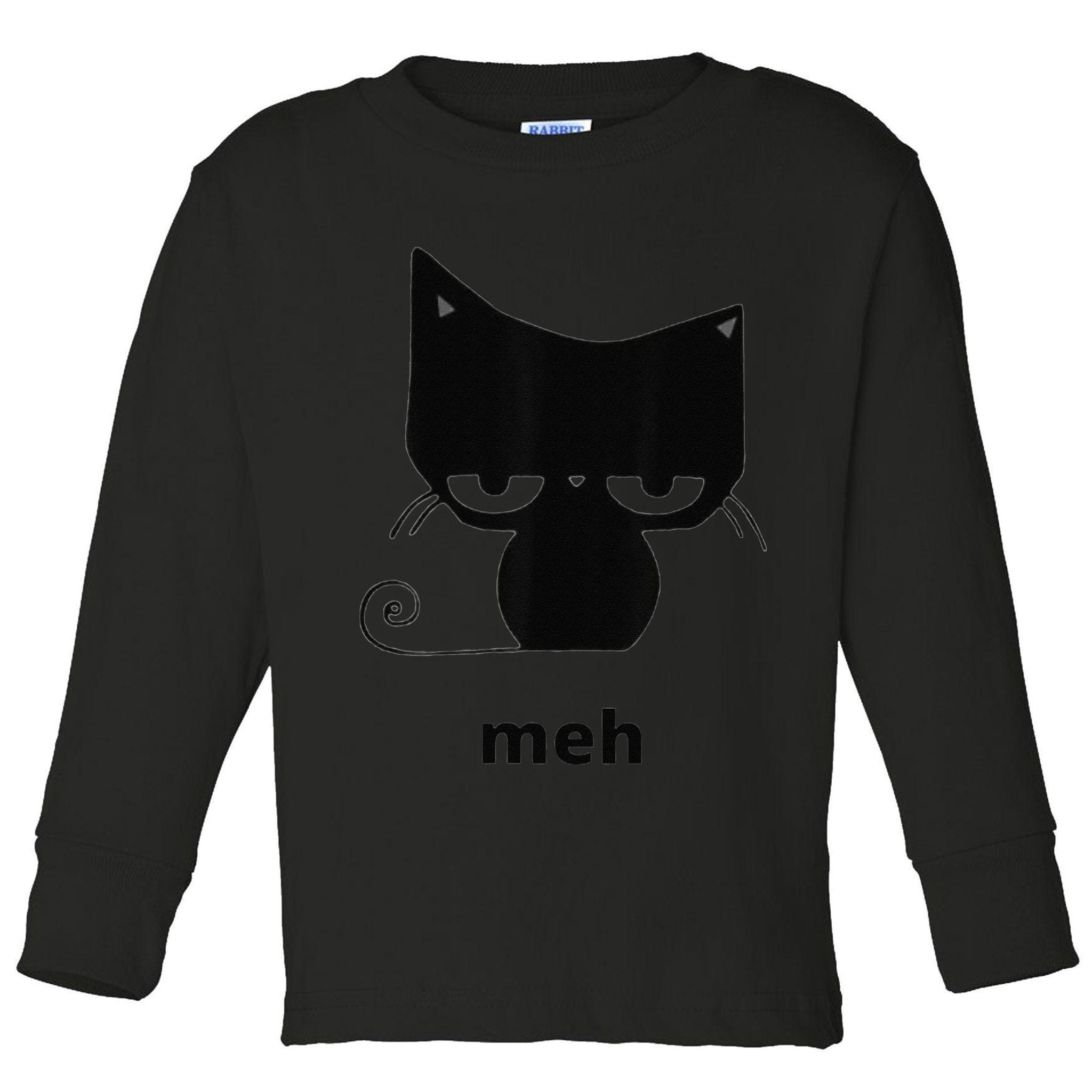 Meh Black Cat Funny Toddler Long Sleeve Shirt