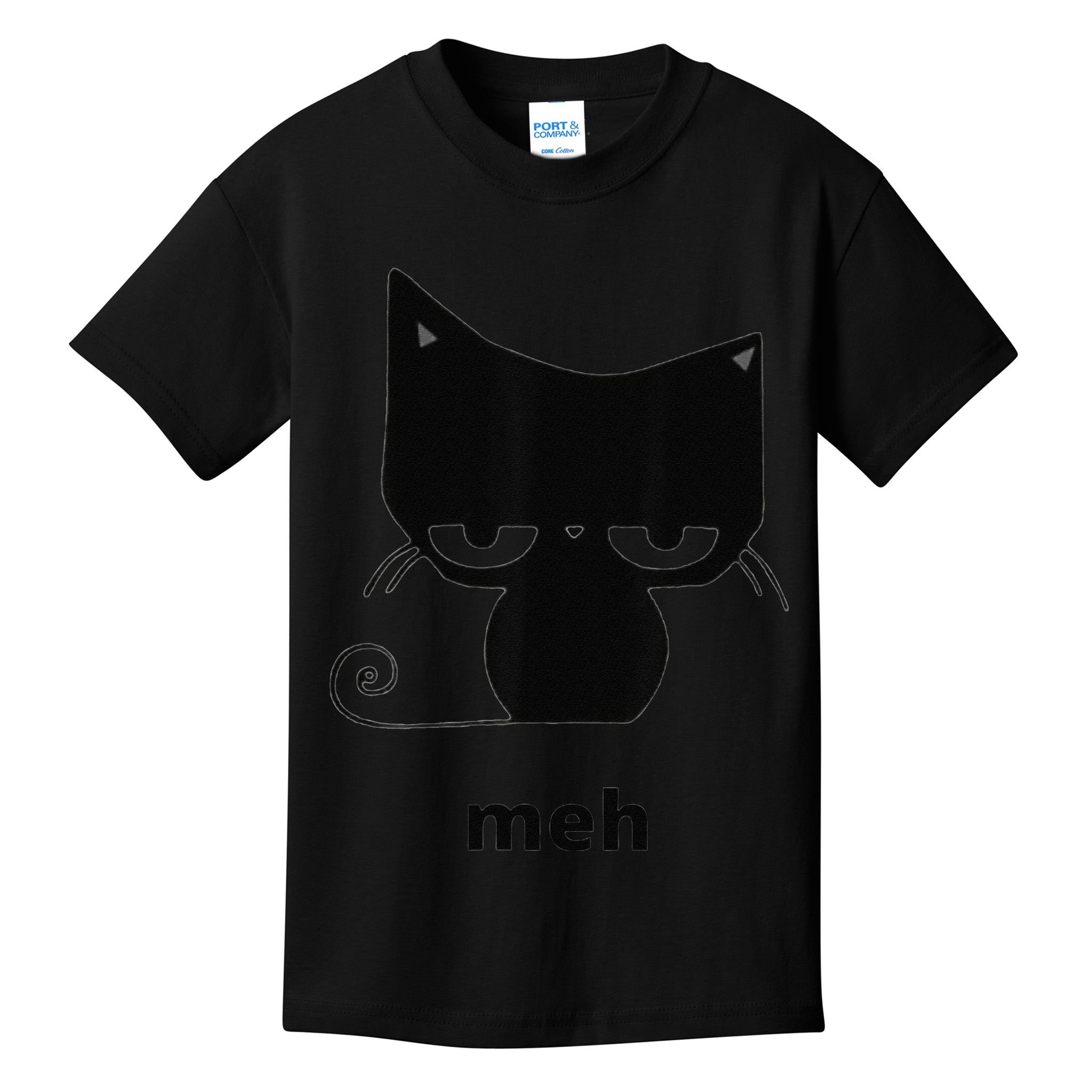 Meh Black Cat Funny Kids T-Shirt